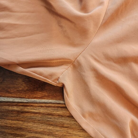 Classy Nine West Shiny Button Down Dress Shirt Top Coral Orange Pastel Large - Picture 6 of 10